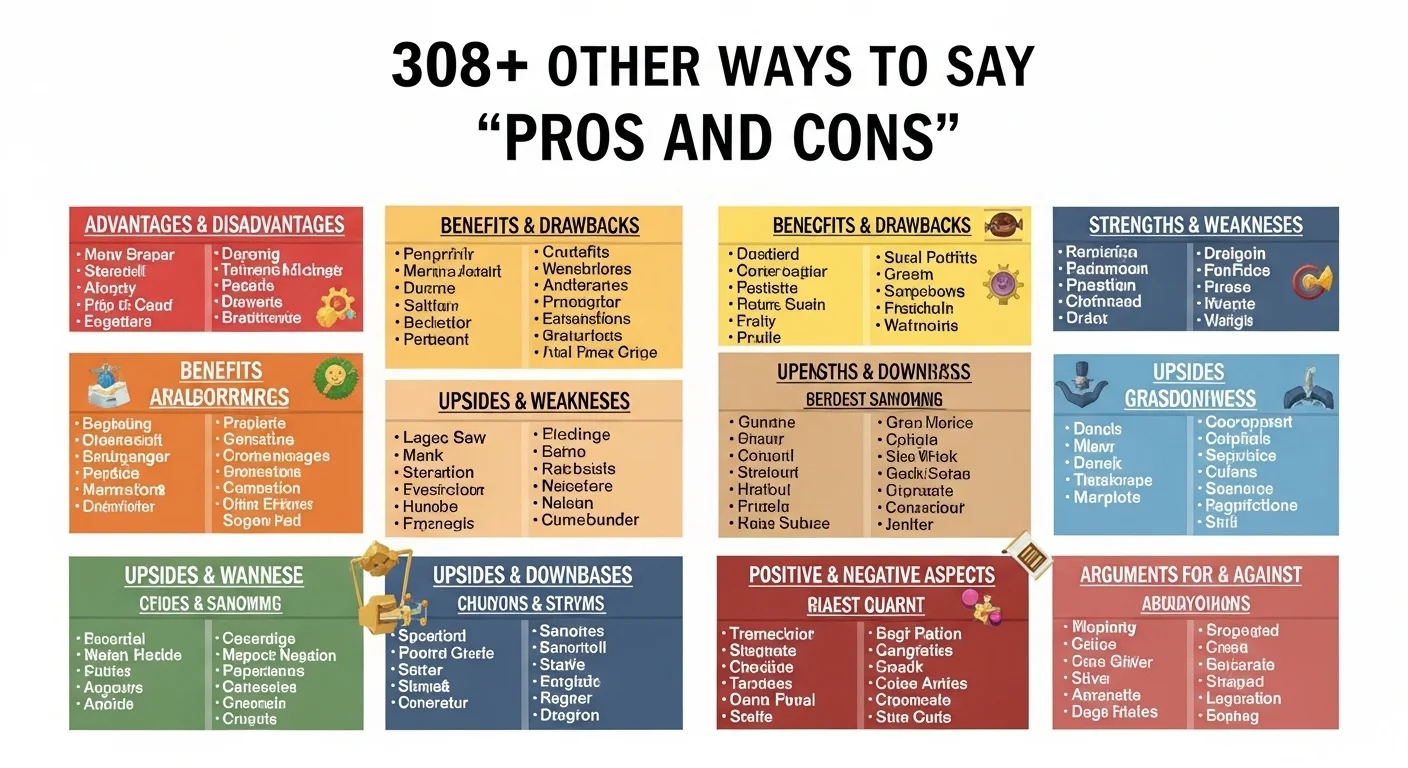 308+Other Ways to Say Pros and Cons Professional Alternatives