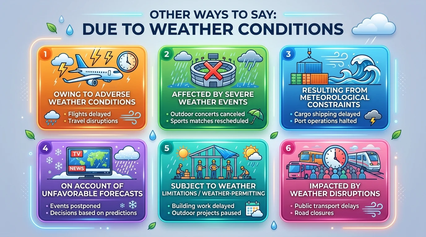 35+ Other Ways to Say Due to Weather Conditions Professional & Clear Alternatives