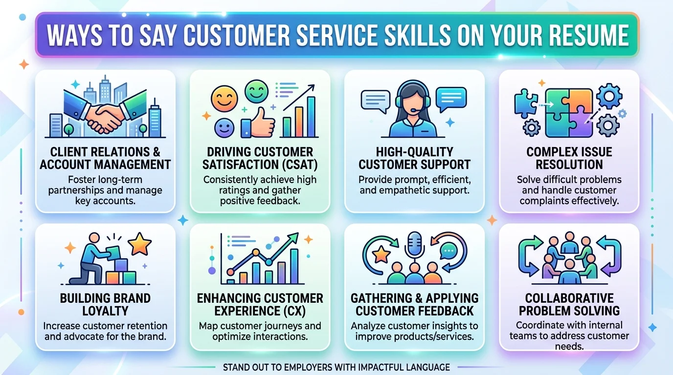 35+ Best Ways to Say Customer Service Skills Professional Resume Alternatives